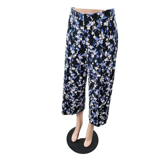 J. Jill Women's Wearever Double Face Jersey Floral Print Wide Leg Cropped Pants - Picture 3 of 12